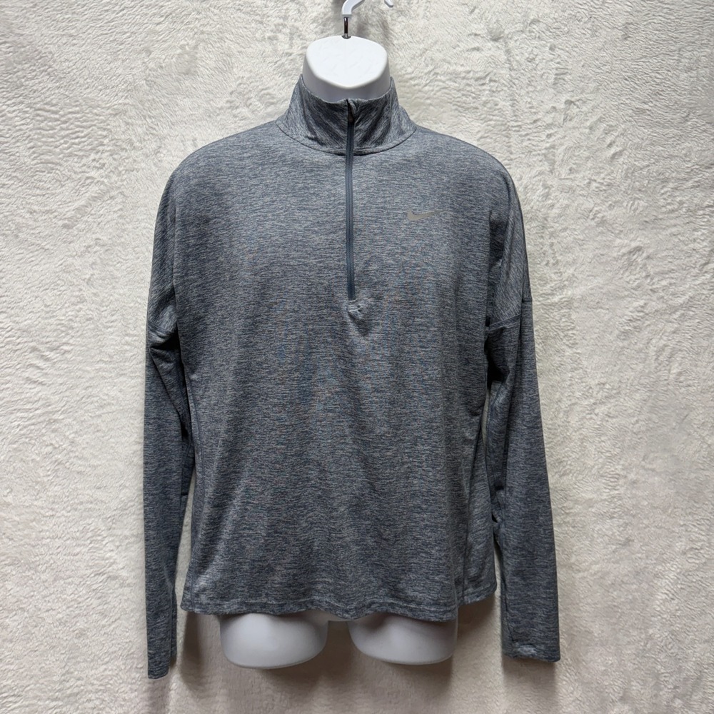 Nike Dri-Fit Dry Element Running Top 1/4 Zip Womens Medium Armory Heather Blue